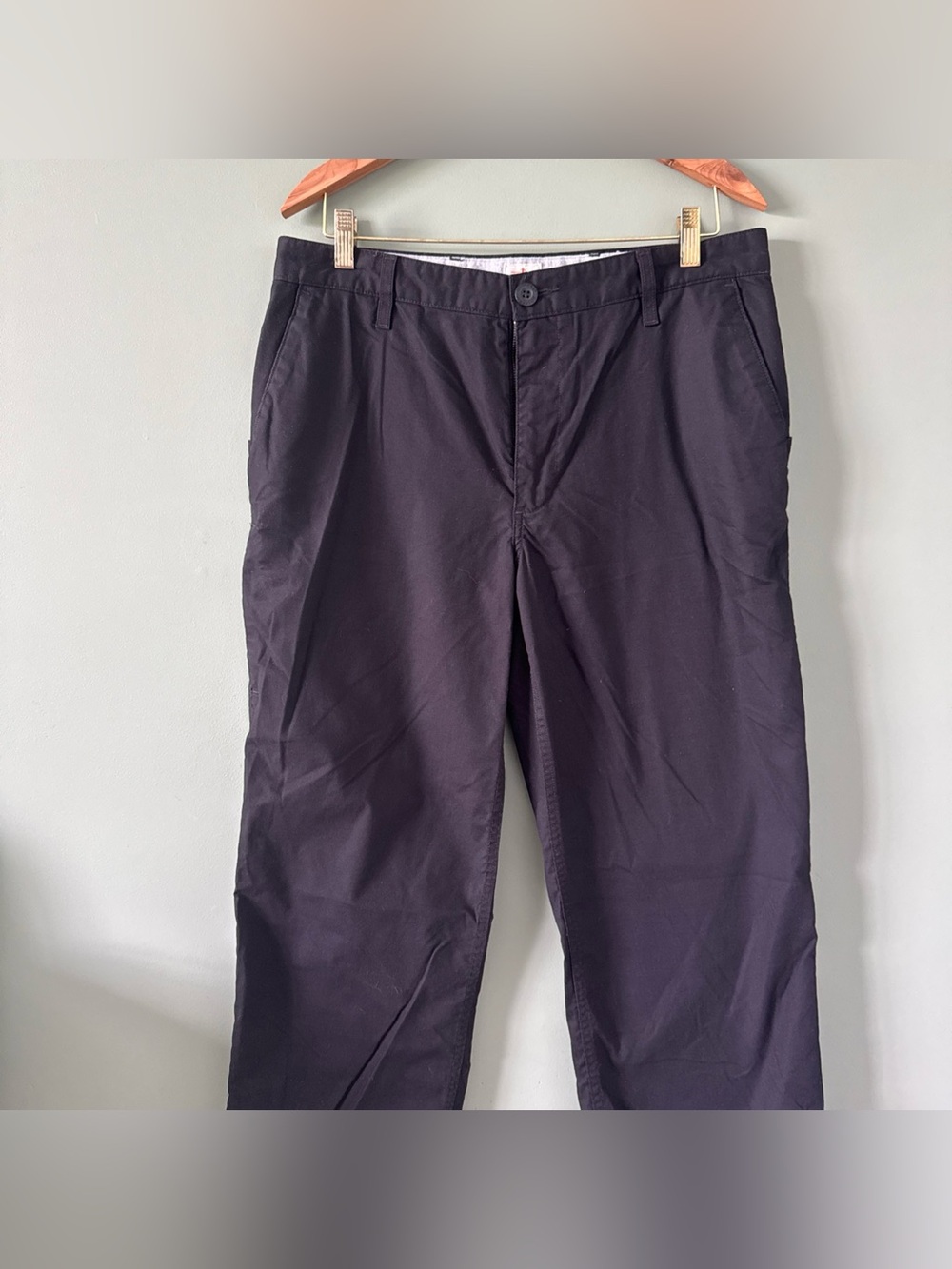 Dockers Black Chino Pants Flat Front Straight Leg Cotton Stretch 34 x 32 Active